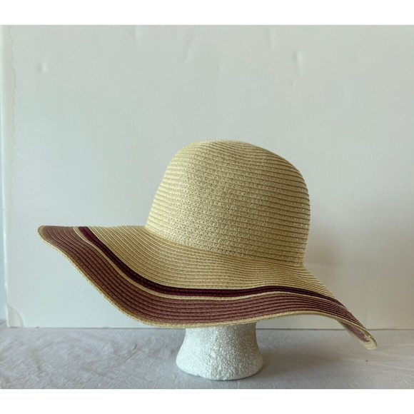 Quagga Green Label Straw Hat Womens Floppy Beach Tan Purple Flower Accent OS - Picture 7 of 8